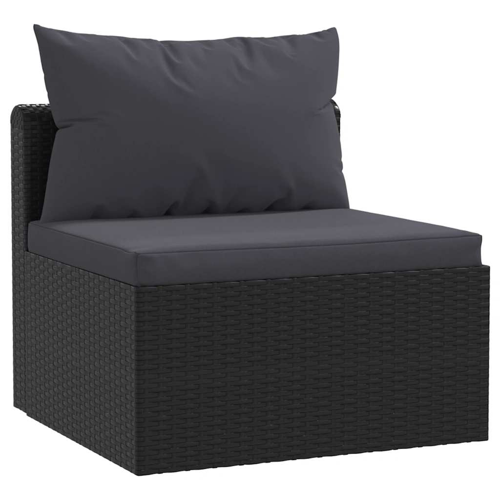 7-Tlg. Garten-Lounge-Set Mit Auflagen Poly Rattan Schwarz