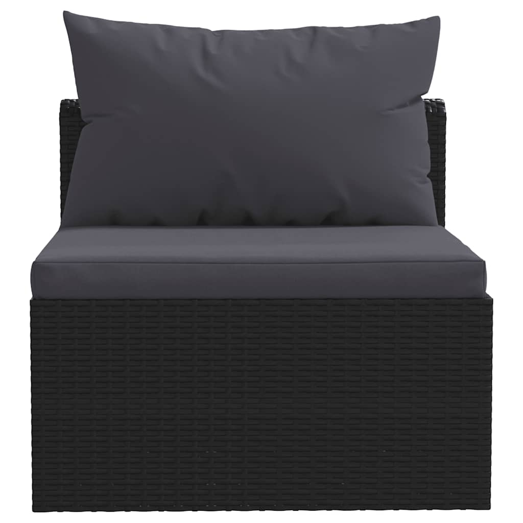 7-Tlg. Garten-Lounge-Set Mit Auflagen Poly Rattan Schwarz