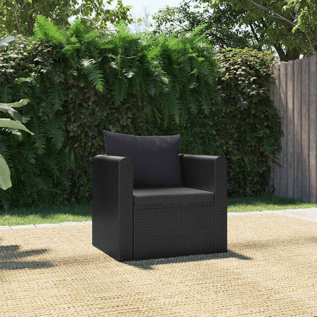 7-Tlg. Garten-Lounge-Set Mit Auflagen Poly Rattan Schwarz