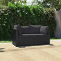 7-Tlg. Garten-Lounge-Set Mit Auflagen Poly Rattan Schwarz