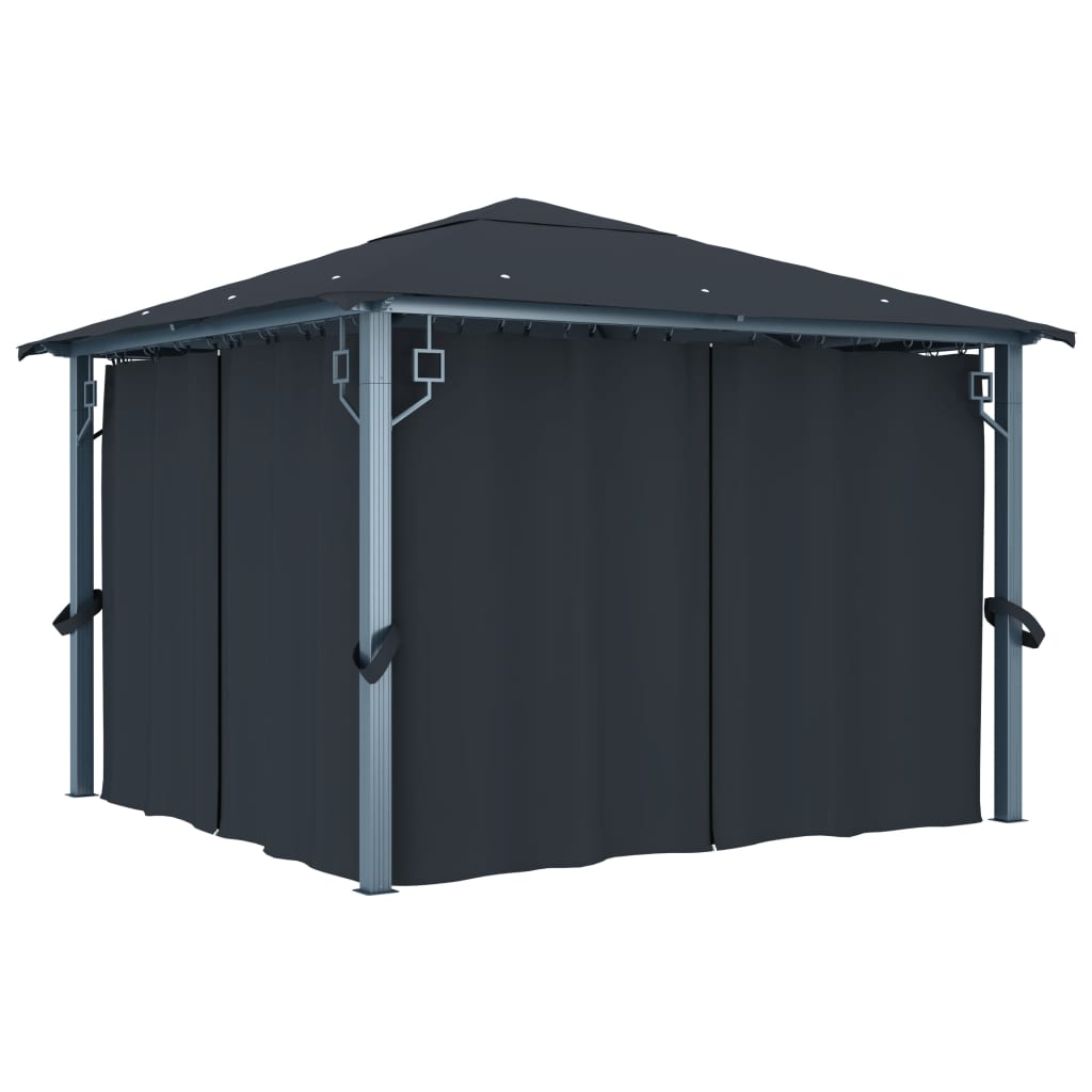 Pavillon Mit Vorhängen 300×300 Cm Aluminium