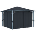 Pavillon Mit Vorhängen 300×300 Cm Aluminium