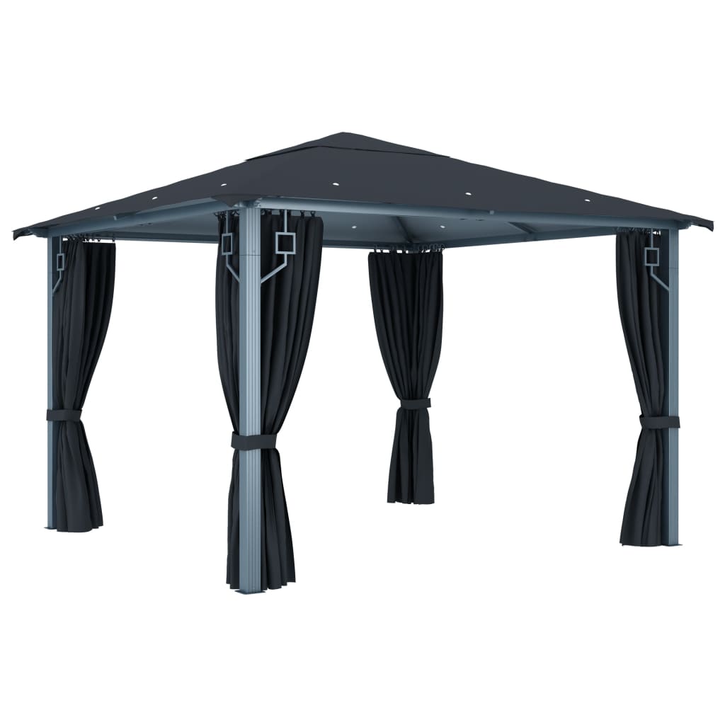 Pavillon Mit Vorhängen 300×300 Cm Aluminium