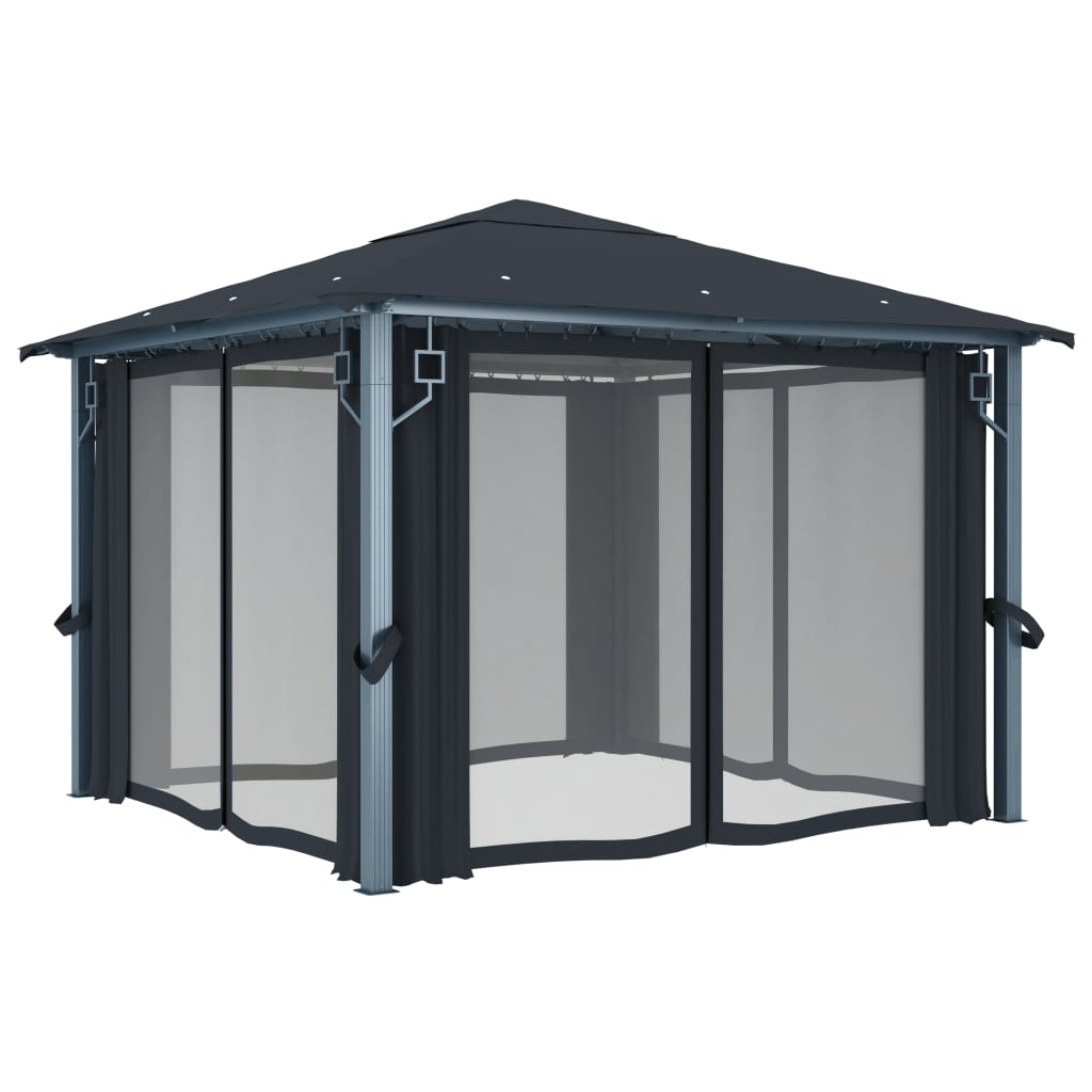 Pavillon Mit Vorhängen 300×300 Cm Aluminium
