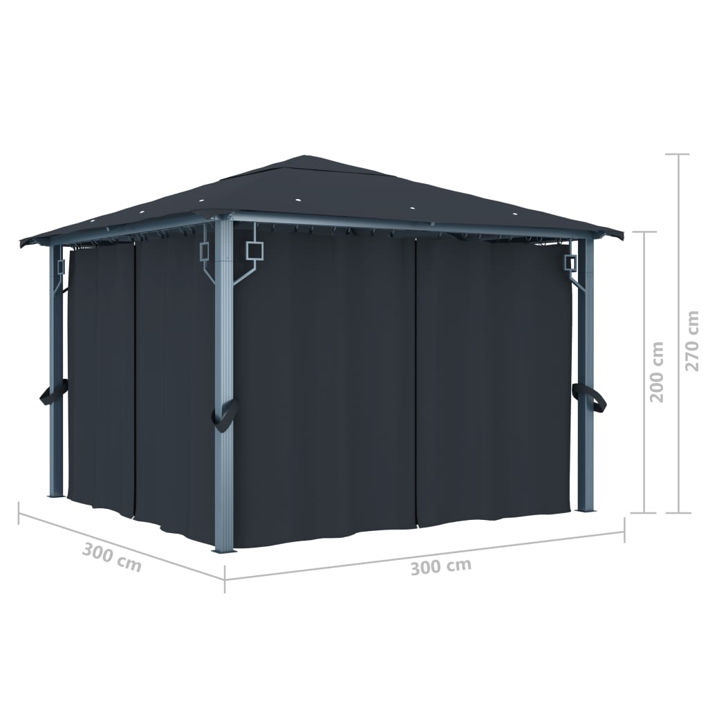 Pavillon Mit Vorhängen 300×300 Cm Aluminium