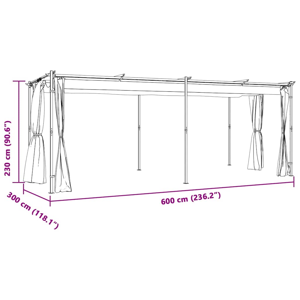 Pavillon Mit Vorhängen Stahl