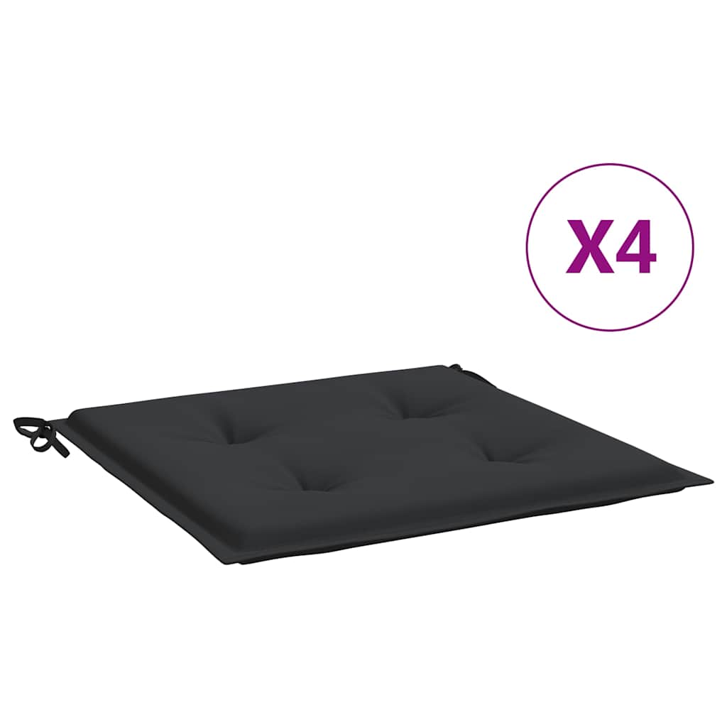 Gartenstuhl-Kissen 4 Stk. 40X40X3 Cm Oxford-Gewebe Schwarz