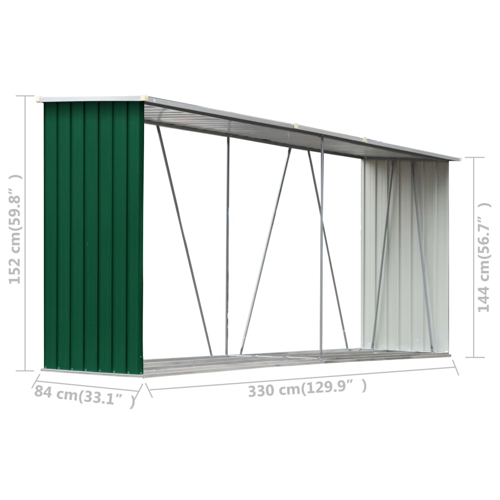 Brennholzlager Verzinkter Stahl 330X84X152 Cm