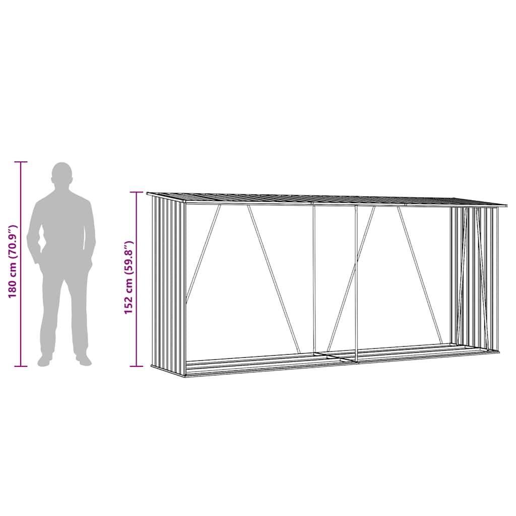 Brennholzlager Verzinkter Stahl 330X84X152 Cm