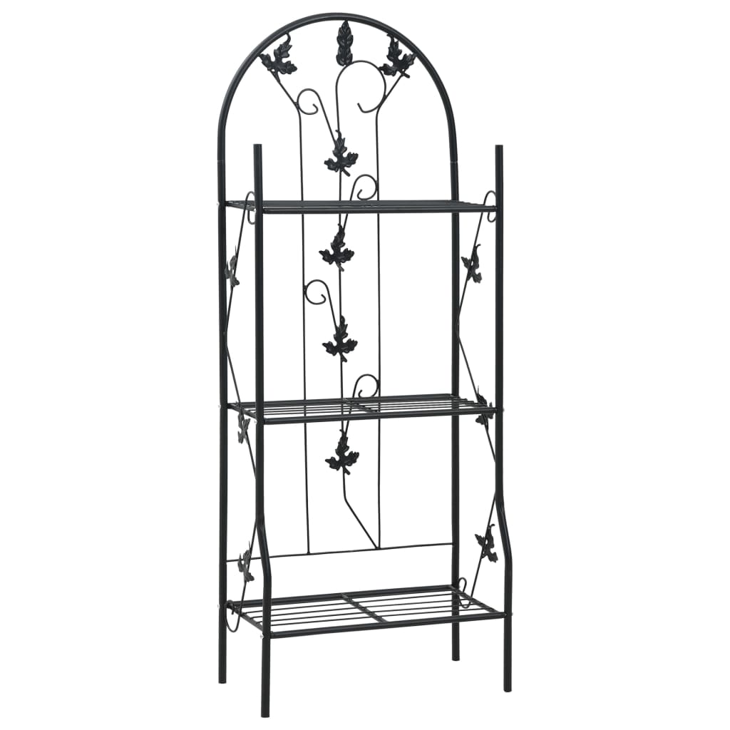 3-Stufiges Pflanzenregal Schwarz 52 X 28 X 128 Cm Eisen
