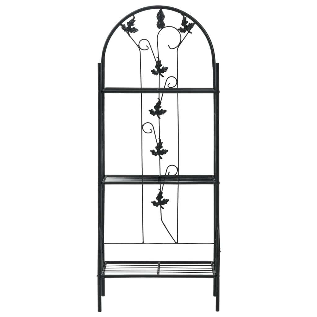 3-Stufiges Pflanzenregal Schwarz 52 X 28 X 128 Cm Eisen
