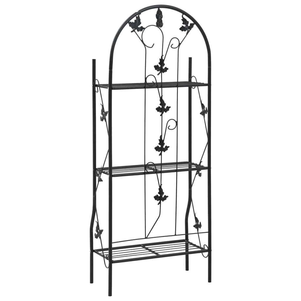 3-Stufiges Pflanzenregal Schwarz 52 X 28 X 128 Cm Eisen