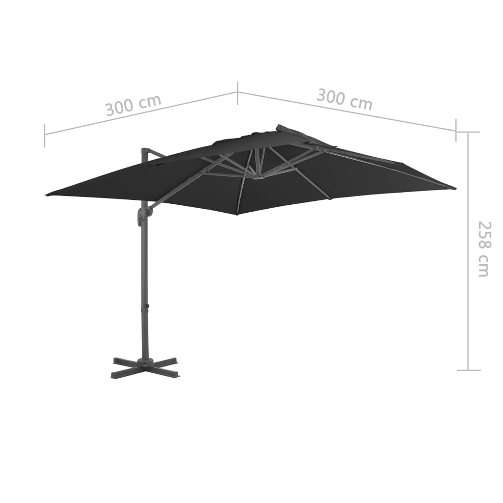 Ampelschirm Mit Aluminium-Mast 3X3 Cm Schwarz