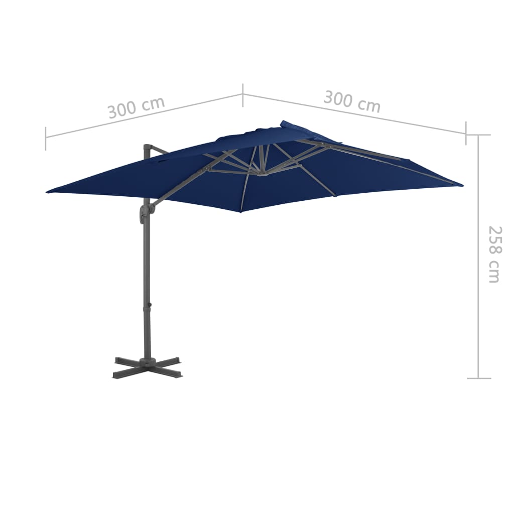 Ampelschirm Mit Aluminium-Mast 3X3 Cm Azurblau