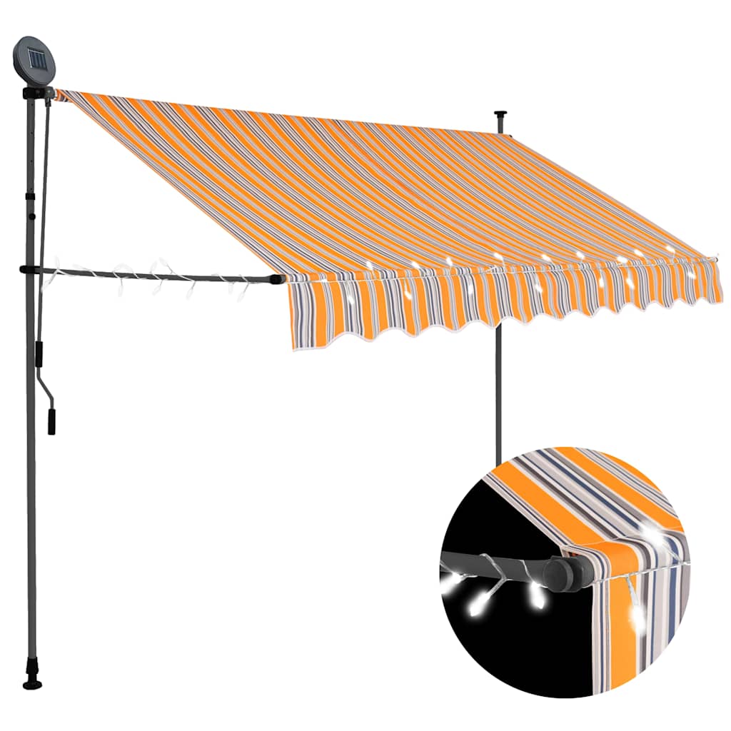 Einziehbare Markise Handbetrieben Mit Led Weiß