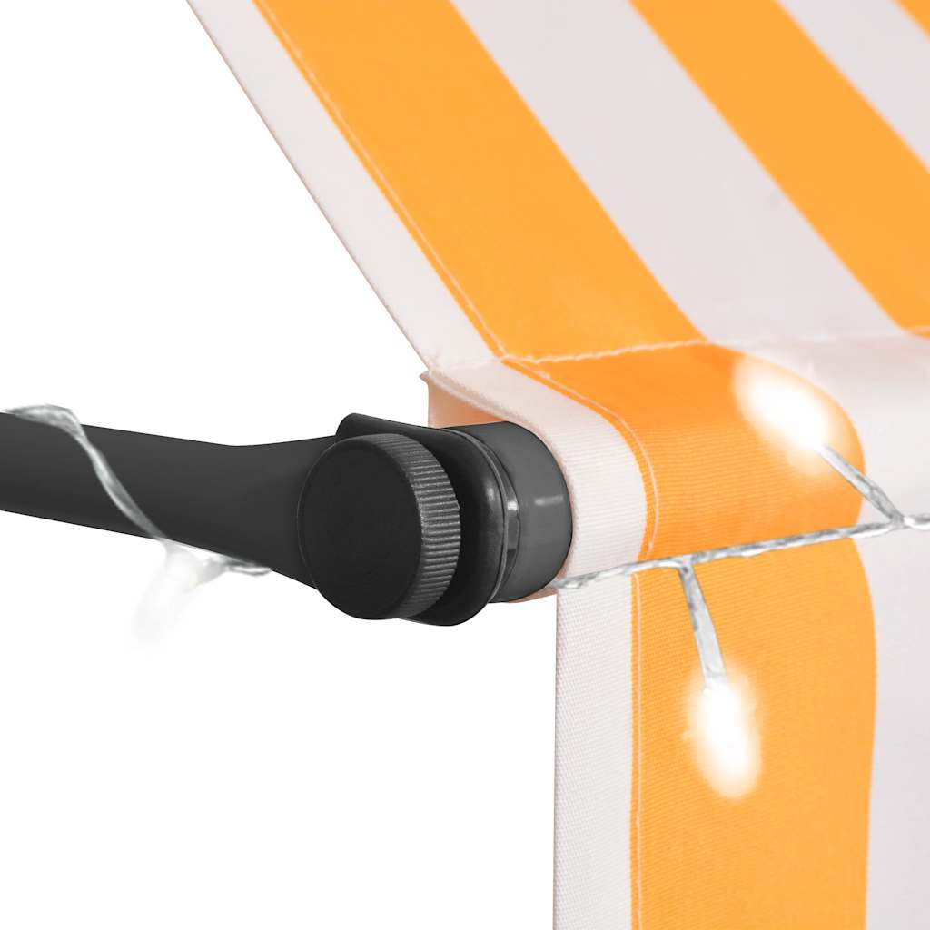Einziehbare Markise Handbetrieben Mit Led Weiß