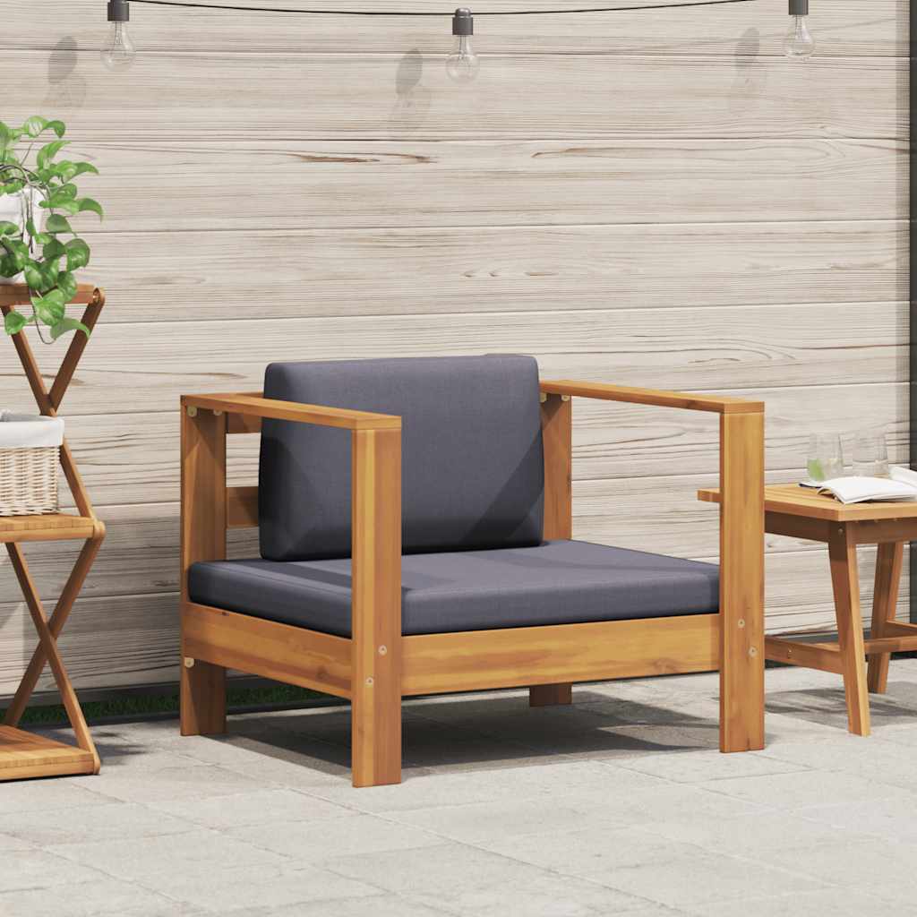 2-Tlg. Garten-Lounge-Set Mit Weißen Kissen Akazienholz