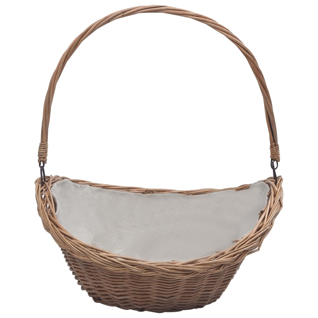 Holzkorb Mit Tragegriff 57 × 46 × 52 Cm Braun Weide