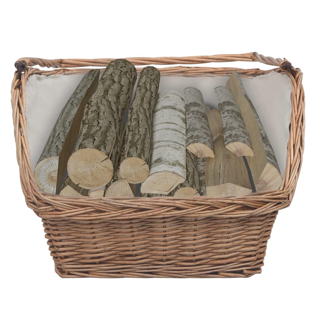 Holzkorb Mit Tragegriff 61,5 × 46,5 × 58 Cm Braun Weide