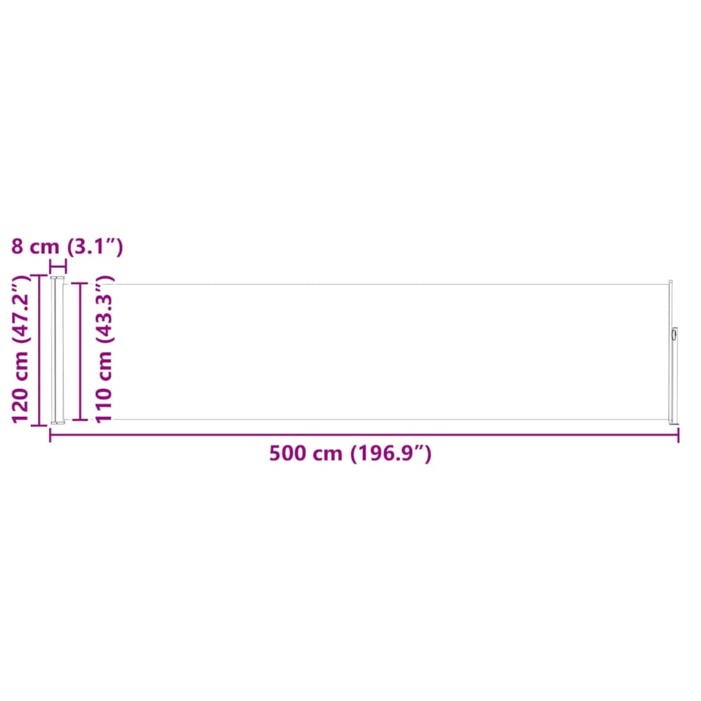 Ausziehbare Seitenmarkise 120×500 Cm Creme