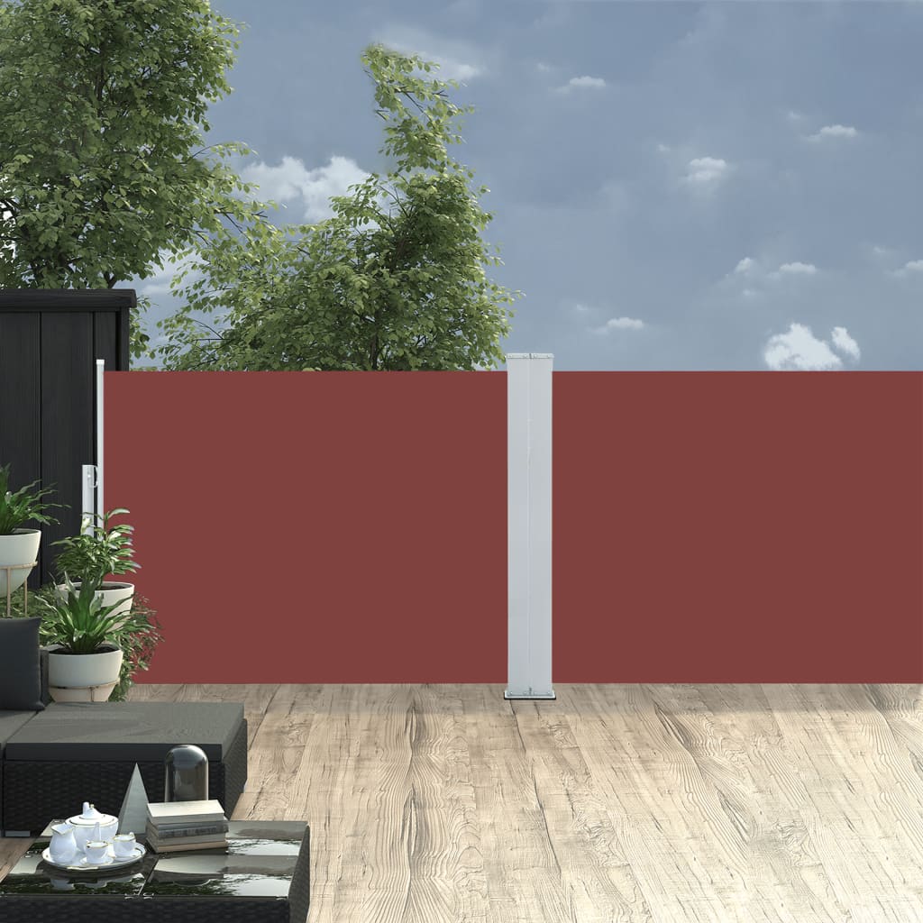 Ausziehbare Seitenmarkise Braun 100 X 1000 Cm Rot