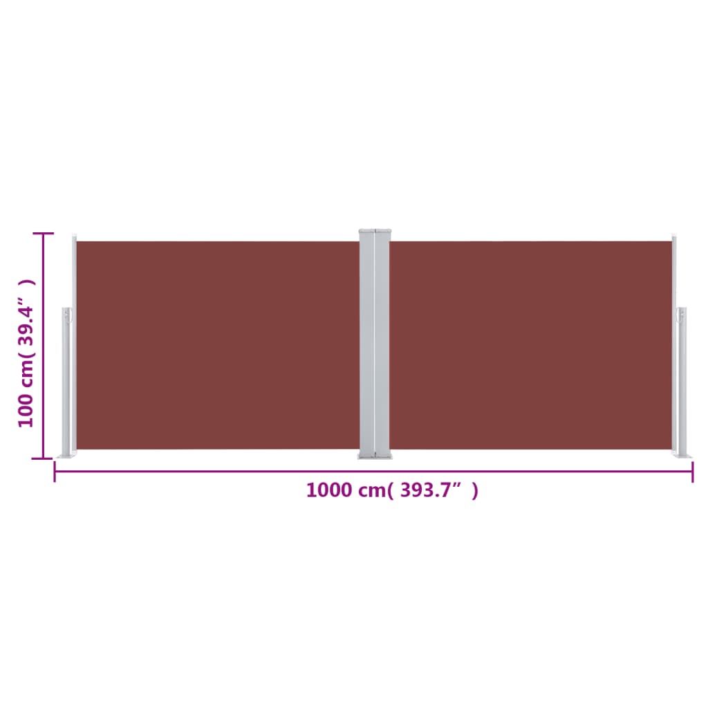 Ausziehbare Seitenmarkise Braun 100 X 1000 Cm Rot