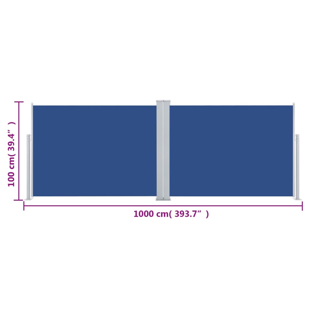 Ausziehbare Seitenmarkise Blau 100 X 1000 Cm Rot