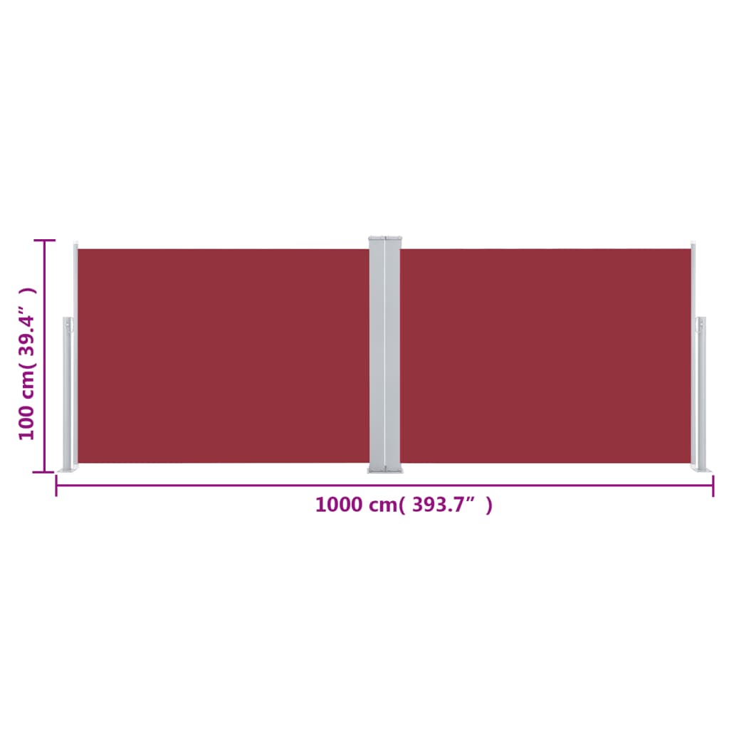 Ausziehbare Seitenmarkise Rot 100 X 1000 Cm Rot