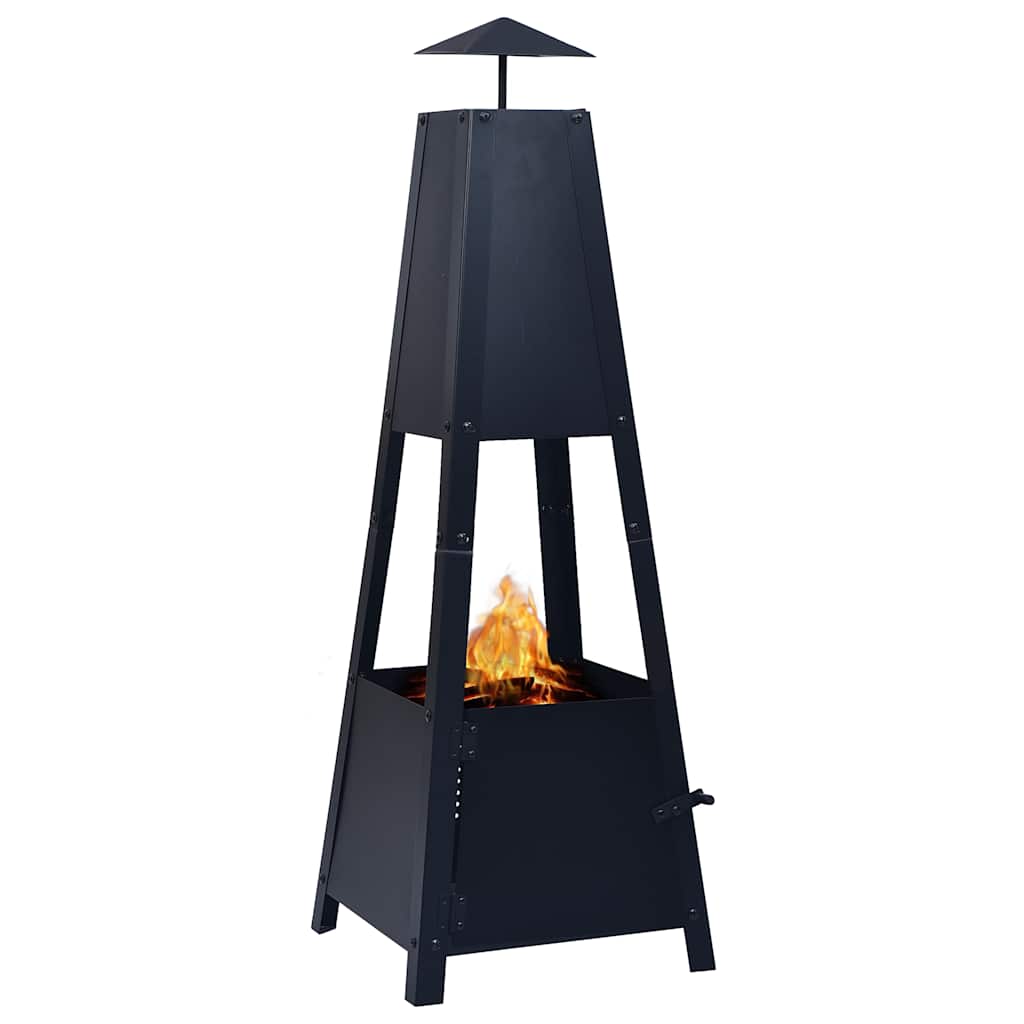 Feuerstelle Schwarz 35×35×99 Cm Stahl