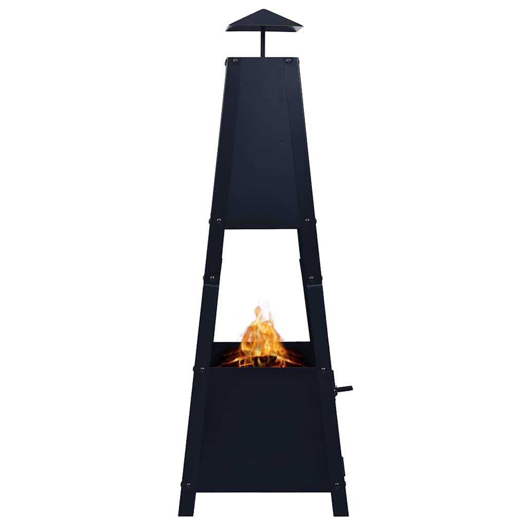 Feuerstelle Schwarz 35×35×99 Cm Stahl