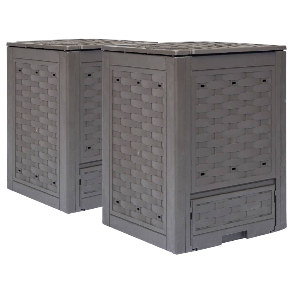 Gartenkomposter 3 Stk. Braun 60X60X83Cm Kunststoff Rattan