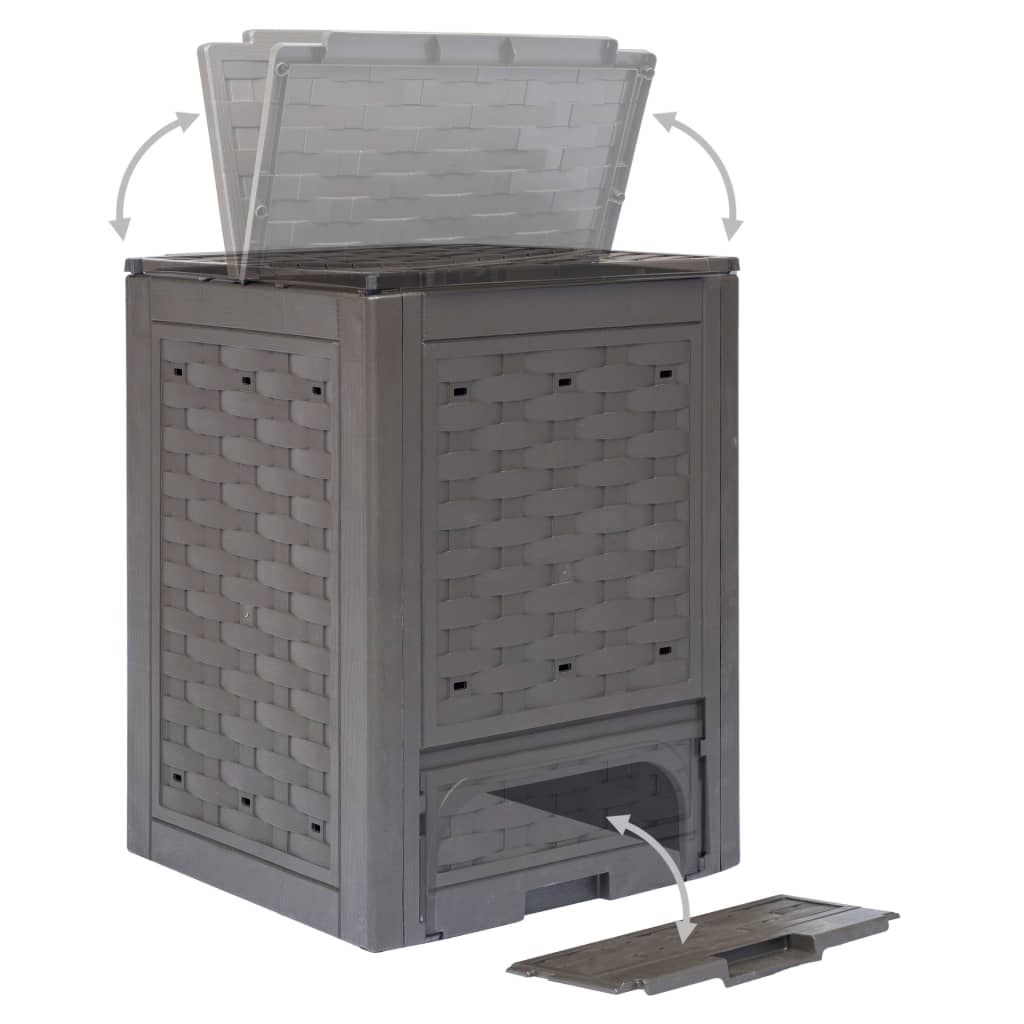 Gartenkomposter 3 Stk. Braun 60X60X83Cm Kunststoff Rattan