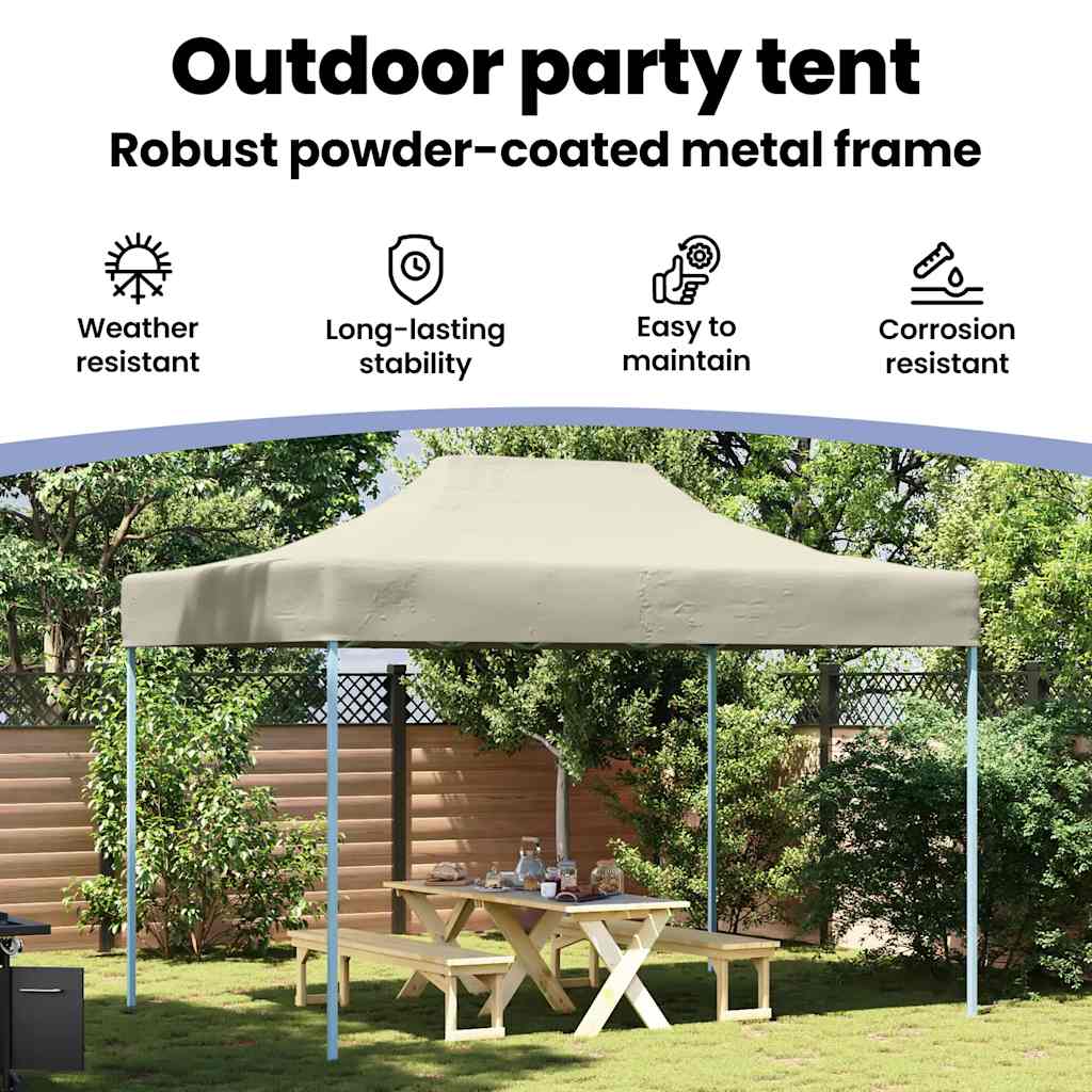 Profi-Partyzelt Faltbar 3×4 M Stahl Creme