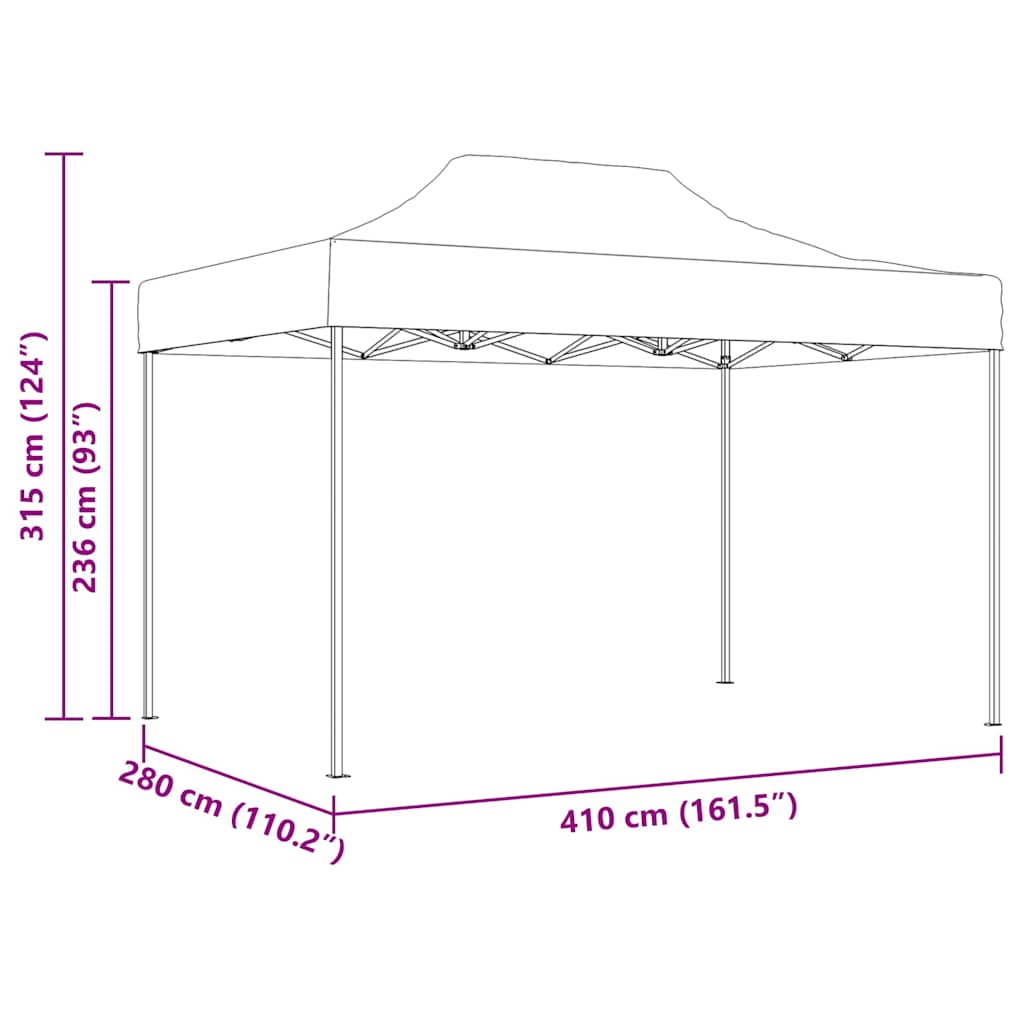 Profi-Partyzelt Faltbar 3×4 M Stahl Creme