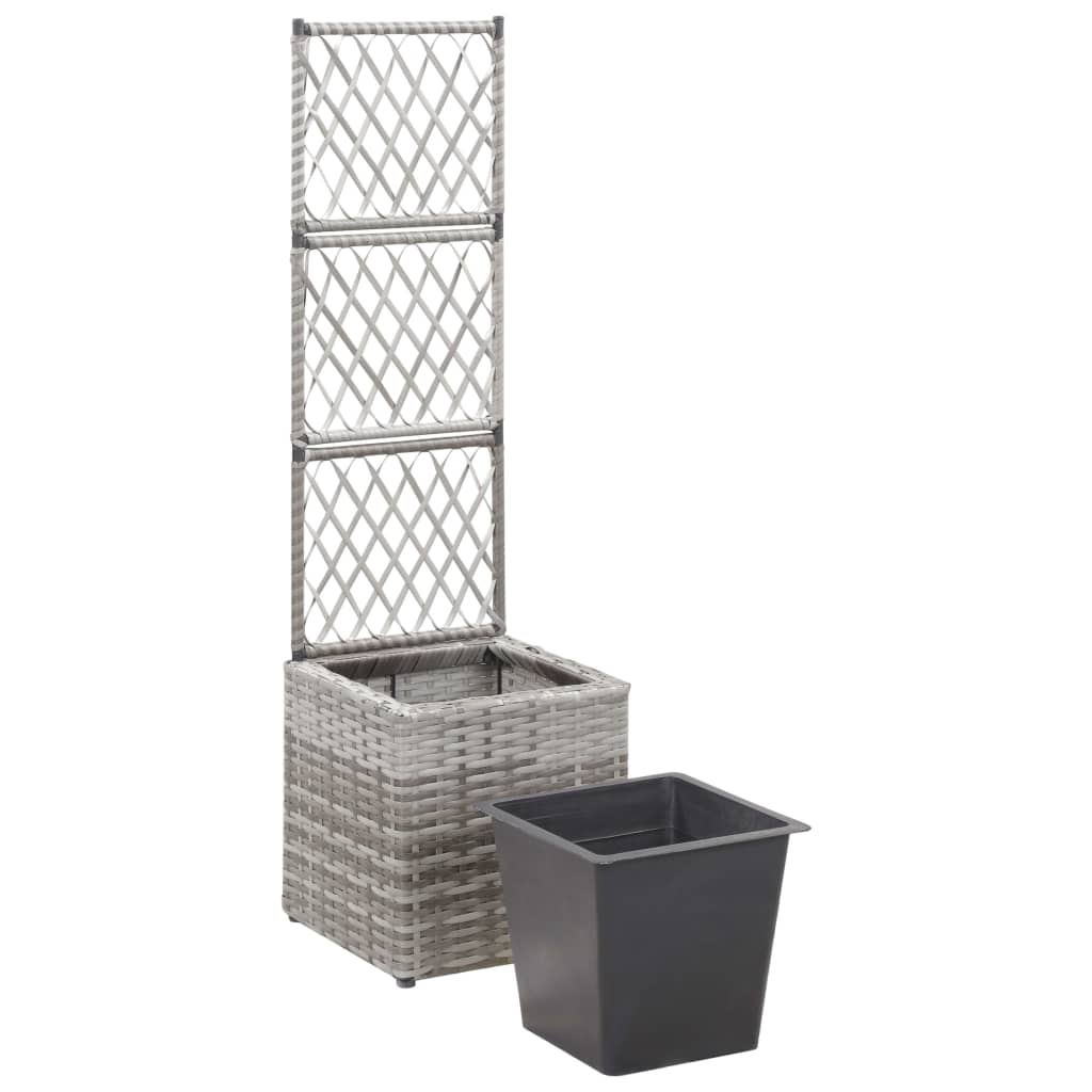 Hochbeet Mit Rankgitter 1 Topf Poly Rattan Grau