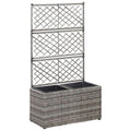 Hochbeet Mit Rankgitter 1 Topf Poly Rattan Grau
