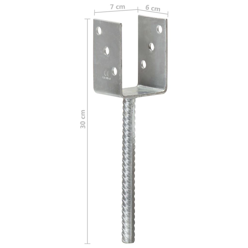 Pfostenträger 6 Stk. Silbern 7×6×30 Cm Verzinkter Stahl