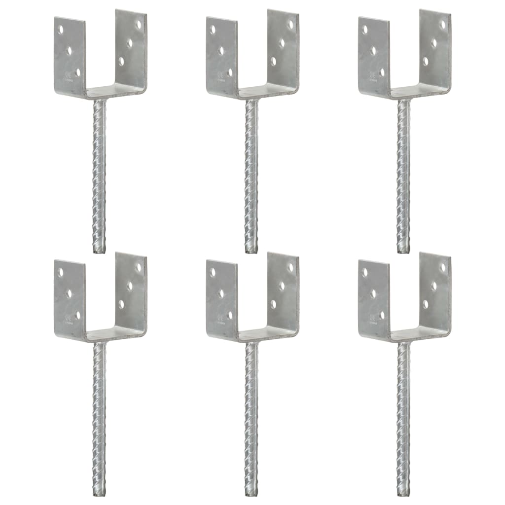 Pfostenträger 6 Stk. Silbern 7×6×30 Cm Verzinkter Stahl