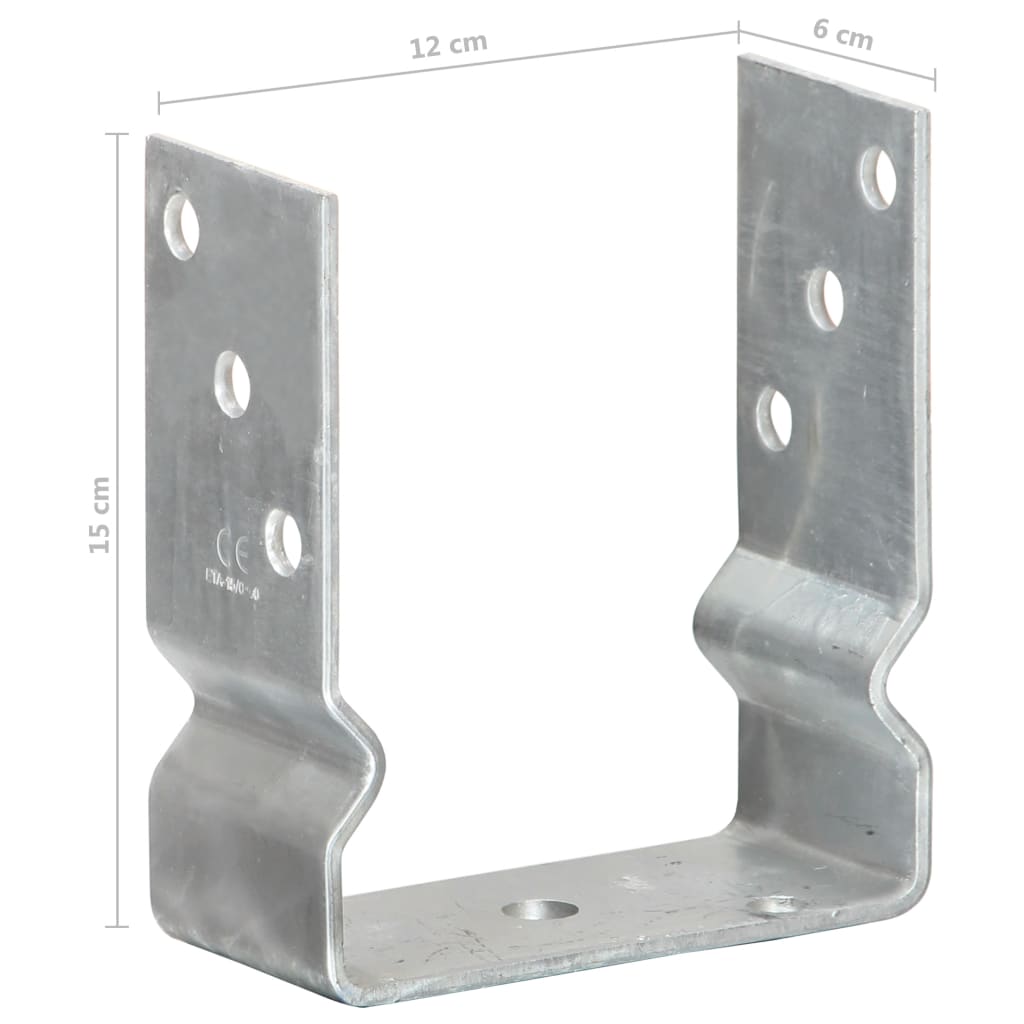 Pfostenträger 6 Stk. Silbern 12×6×15 Cm Verzinkter Stahl