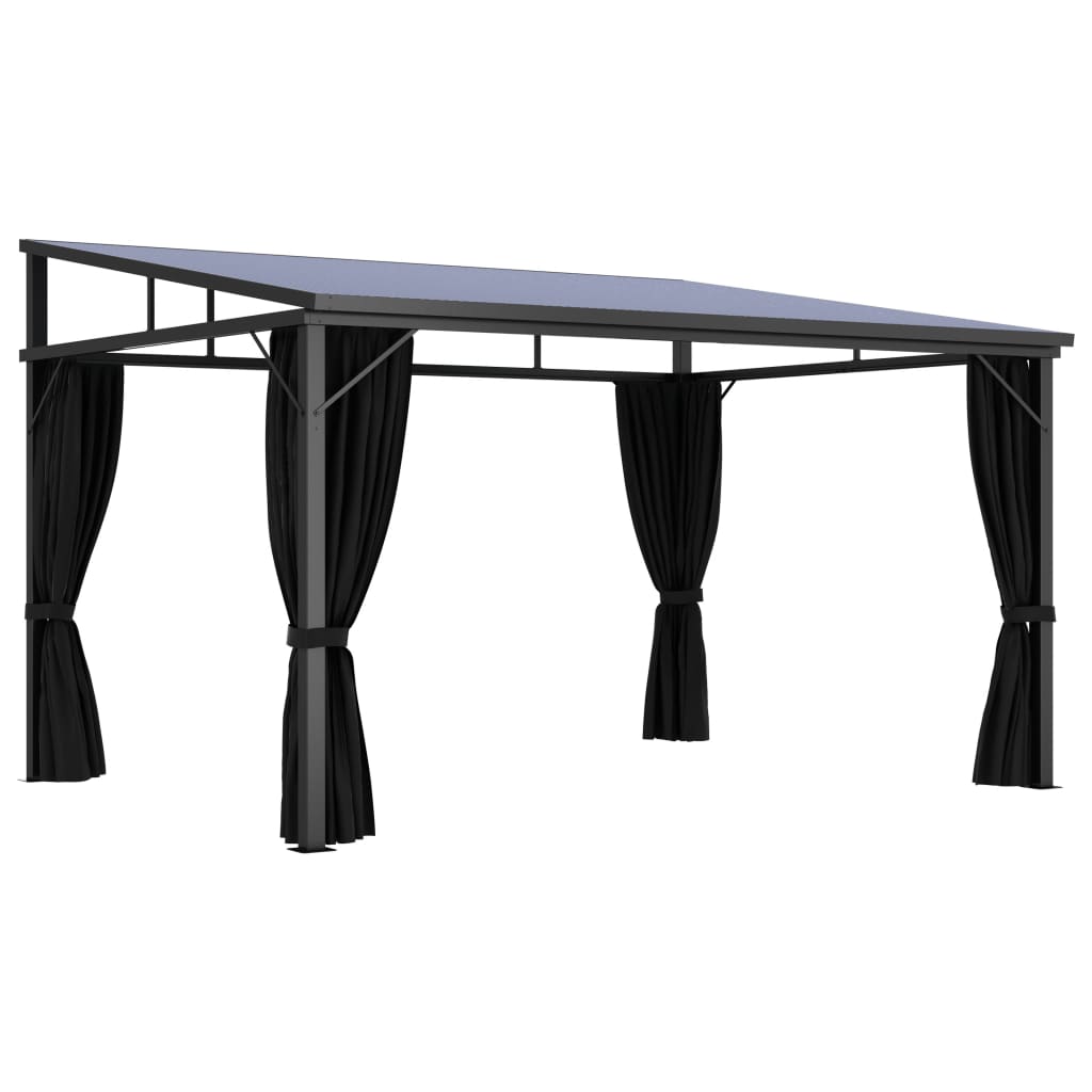 Pavillon Mit Vorhängen 405X294X244 Cm Anthrazit