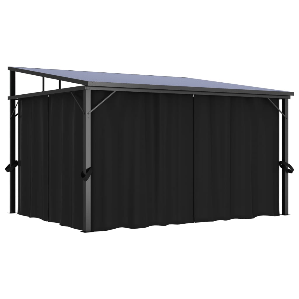 Pavillon Mit Vorhängen 405X294X244 Cm Anthrazit