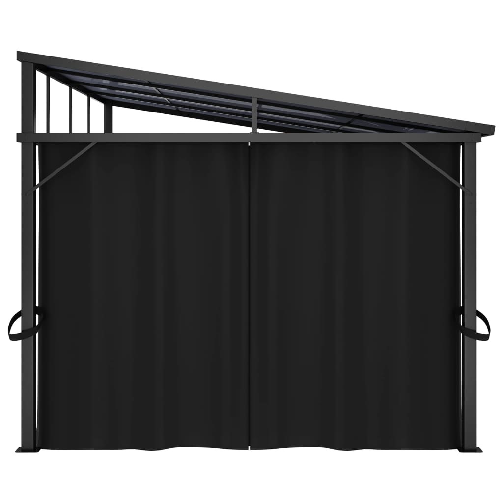 Pavillon Mit Vorhängen 405X294X244 Cm Anthrazit
