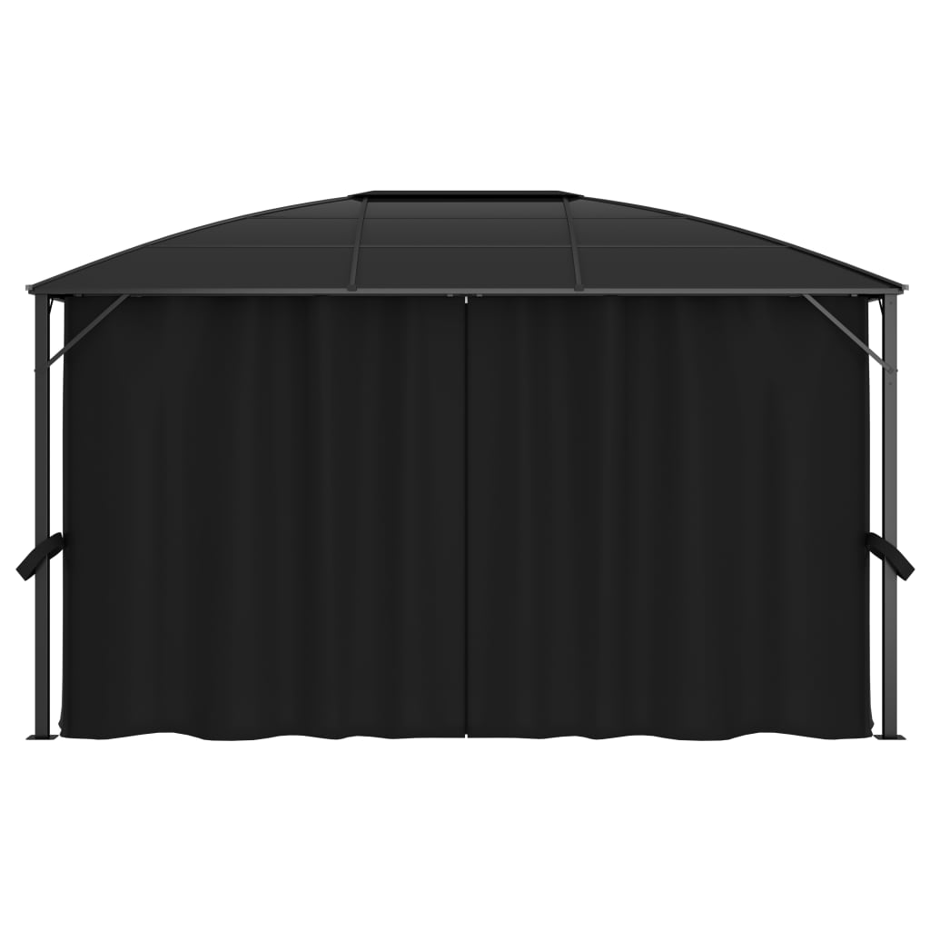 Pavillon Mit Vorhängen 400 X 300 X 265 Cm Anthrazit