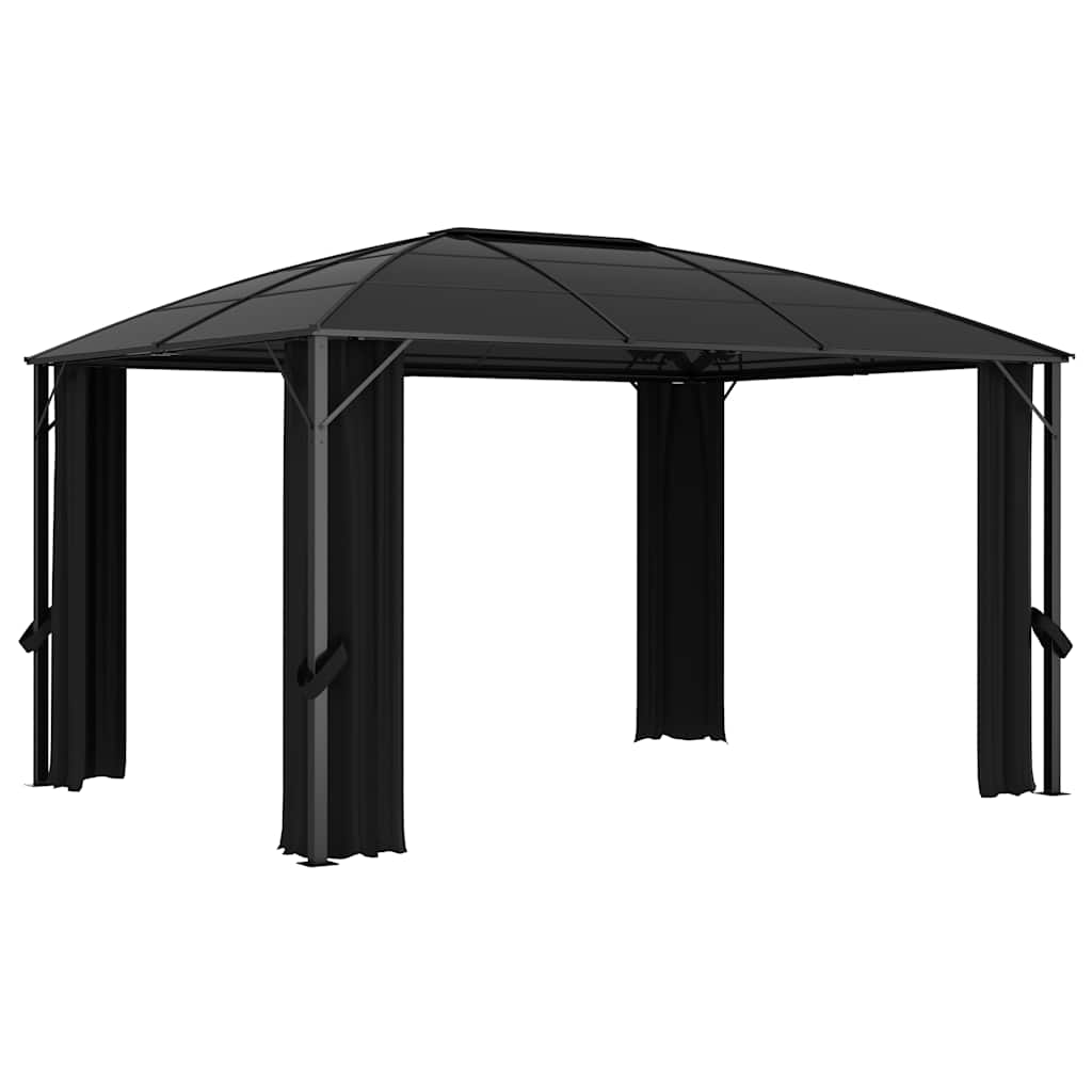 Pavillon Mit Vorhängen 400 X 300 X 265 Cm Anthrazit