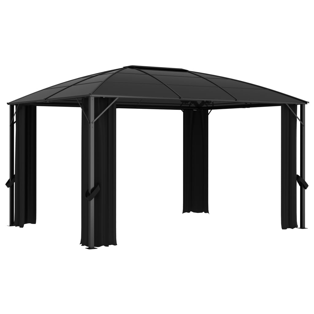 Pavillon Mit Vorhängen 400 X 300 X 265 Cm Anthrazit