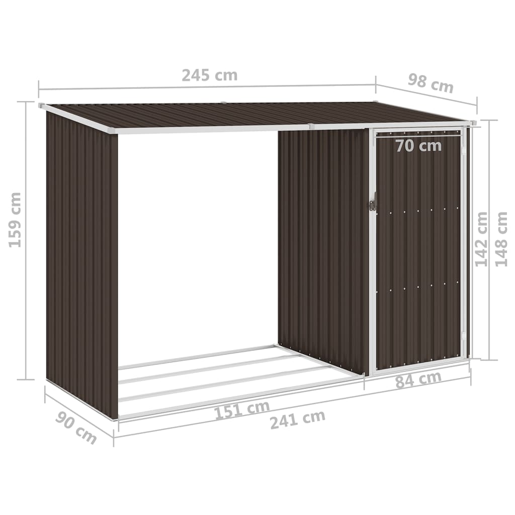 Garten Brennholzlager 245X98X159 Cm Verzinkter Stahl