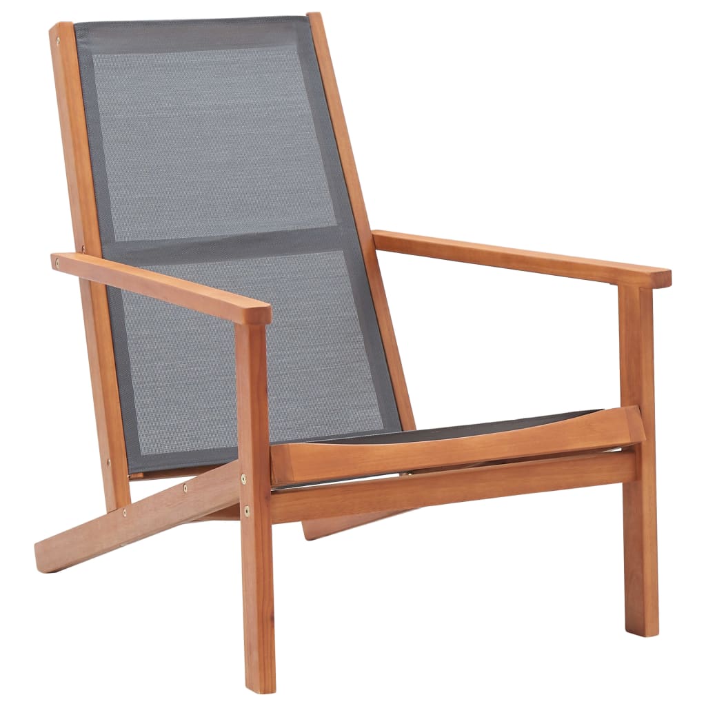 Garten-Loungestuhl Eukalyptus Massivholz Und Textilene Grau