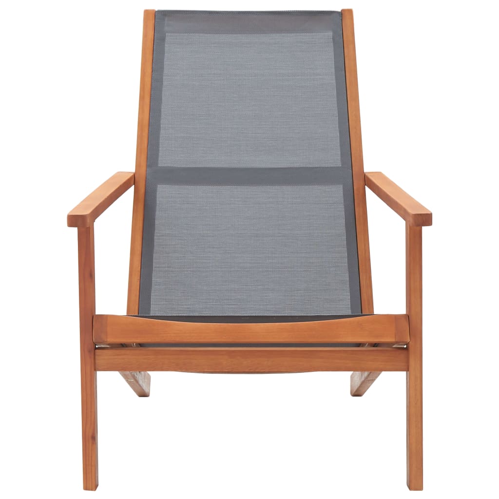Garten-Loungestuhl Eukalyptus Massivholz Und Textilene Grau