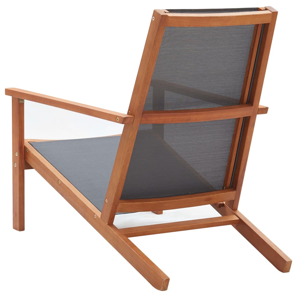 Garten-Loungestuhl Eukalyptus Massivholz Und Textilene Grau