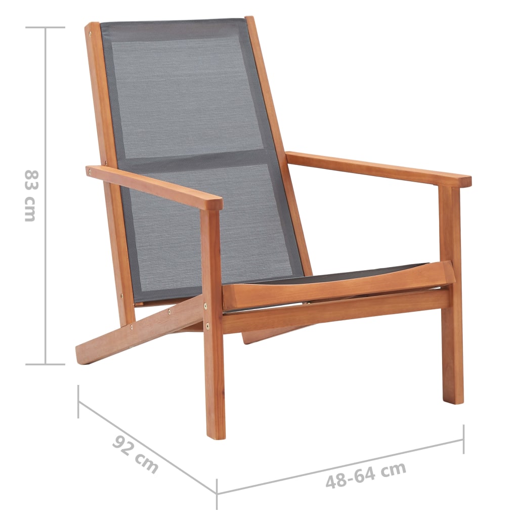 Garten-Loungestuhl Eukalyptus Massivholz Und Textilene Grau